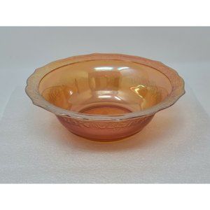 Vintage Federal Normandie Lattice Daisy Marigold Carnival Glass Serving Bowl